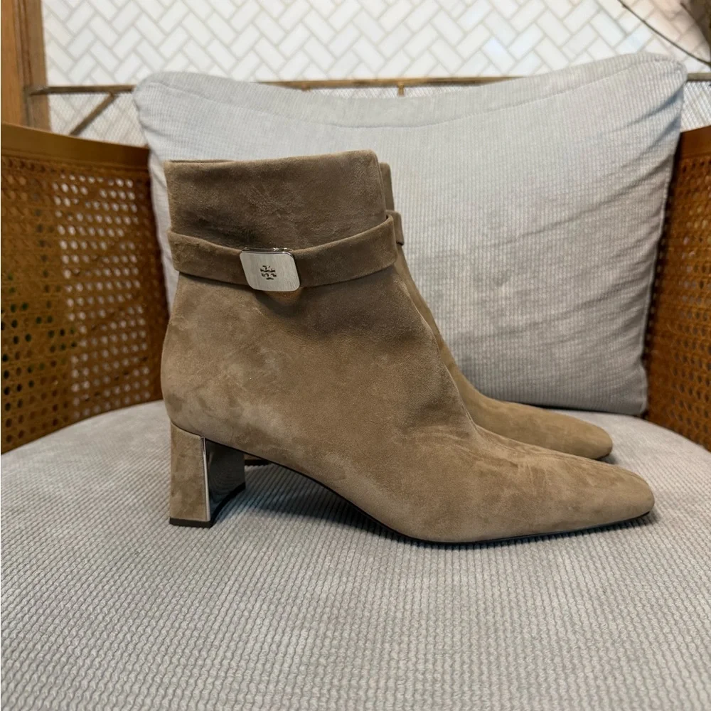 Tory Burch Georgia T Monogram Suede Ankle Boots